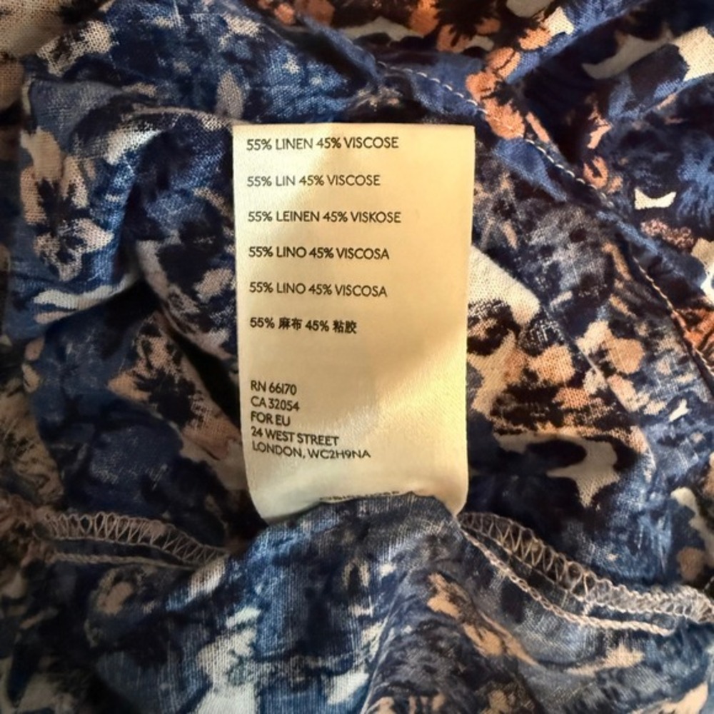 Free People Blue Floral Print Sleeveless Mini Dress XS Smocked Sun Dress - Picture 10 of 10